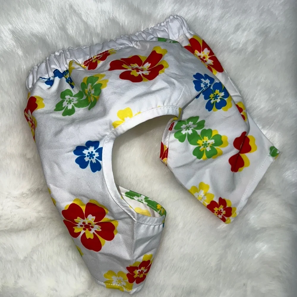 Dog Hawaiian Floral Print Summer Surf Swim Shorts S